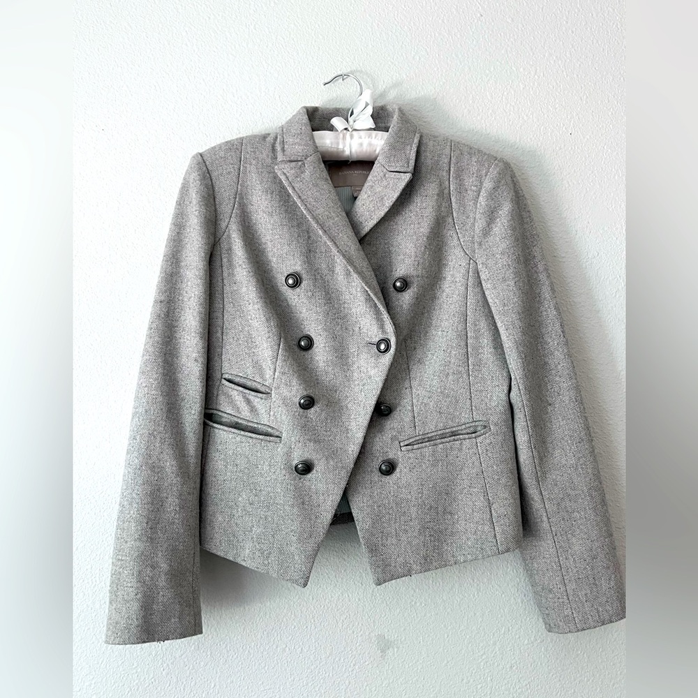 || BANANA REPUBLIC || GREY BLAZER || PEACOAT STYLE || SHORT ||